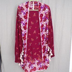 Free People Women's Intimately Bohemian Fringe Midi Floral Kimono - 1sz